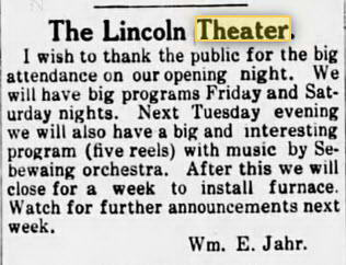 Lincoln Theatre - Oct 14 1915
